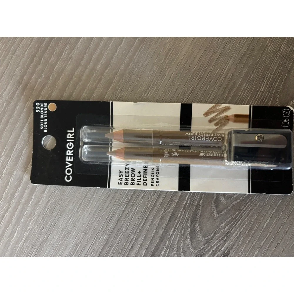NEW Covergirl Easy Breezy Brow Fill Define Pencils 520 Soft Blonde 2Pk Sharpener